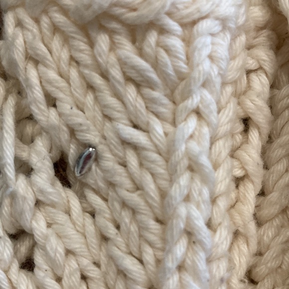 Rico Foundation Crocheted Boho Vintage V-Neck Sweater Top Beige Small Y2K - Picture 10 of 12